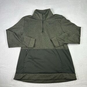 Nike Pullover Women's XL Green Therma FIT Camo Army Logo 1/4 Zip Sweatshirt